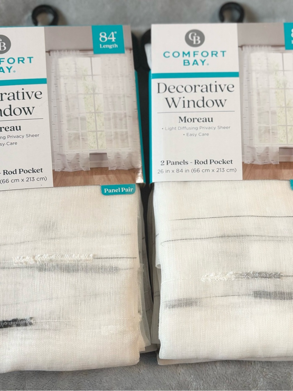 Comfort Bay White Sheer Decorative Window Panels - Moreau (2-Pack)